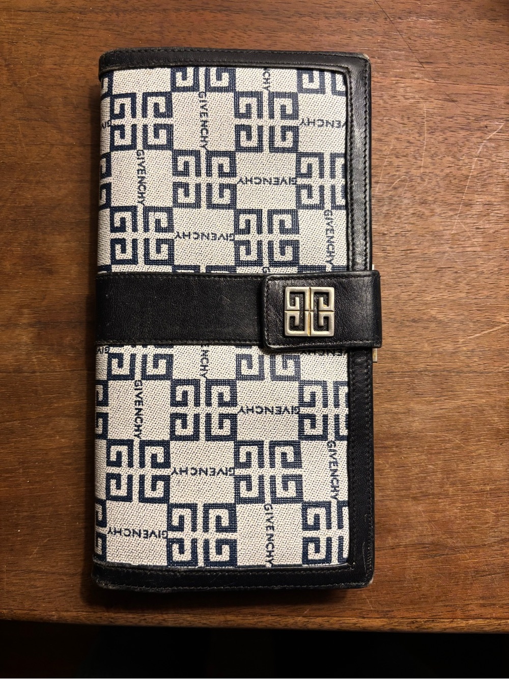Givenchy Vintage Black  and White Logo Continental Wallet